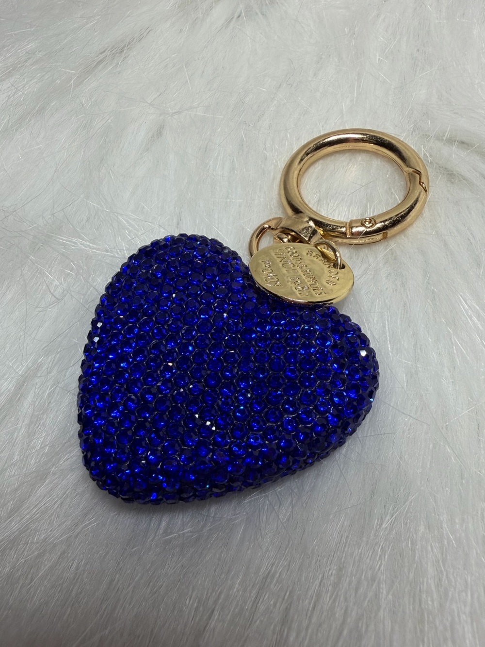 Heart Crystal Bag Charm- Sapphire Blue
